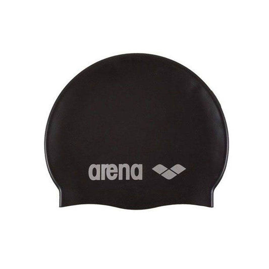 Arena Classic Silicone Swimming Cap-Black & Silver - Valetica Sports