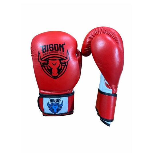 Bison Boxing Gloves - Leather (Red) - Valetica Sports