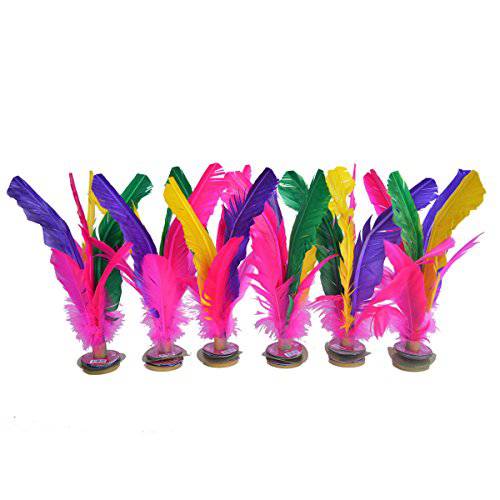 Chinese Jianzi Colorful Feather Shuttlecock - 6 Pcs - Valetica Sports
