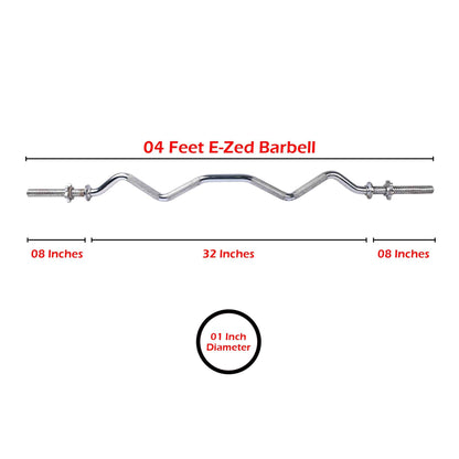 E Zed Curl Barbell 1 Inch Diameter, 4-ft - Valetica Sports