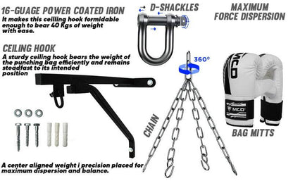 MCD Punching Bag Set 4 ft - White - Valetica Sports