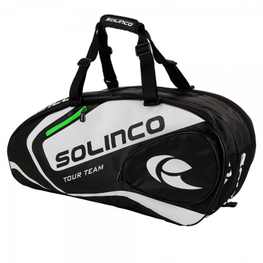 Solinco Tour Racket Bag 6 Pack-White&Black - Valetica Sports