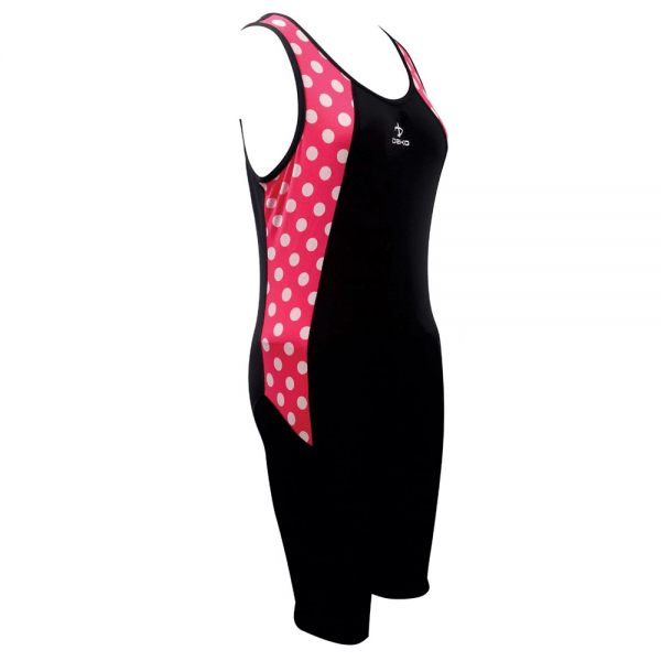 Deko Girls Swimming Sleeveless Suit (one piece) - Black with Red Pattern - Valetica Sports