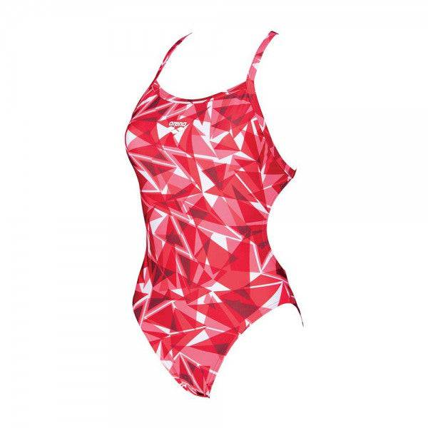 Arena Women's Shattered Glass Lightech Swimming Suit-Red - Valetica Sports