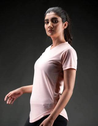Athleisure V-neck T-Shirt - Rose Quarts - Valetica Sports