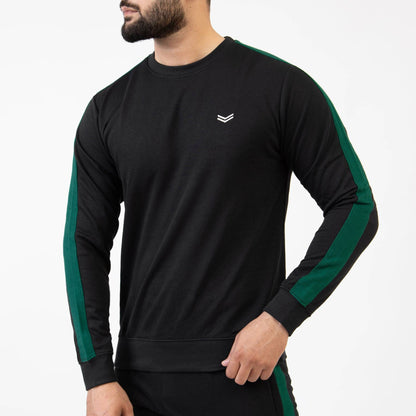 Black Sweatshirt with Green Panels - Valetica Sports
