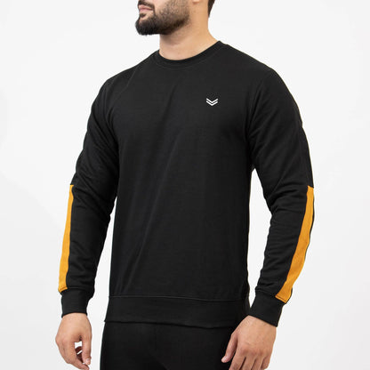 Black Sweatshirt with Mustard Half Panels - Valetica Sports