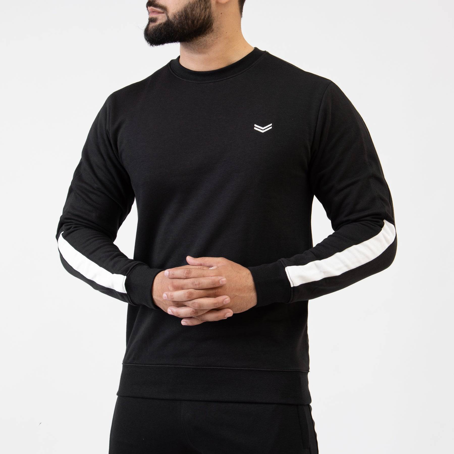 Black Sweatshirt with White Half Panels - Valetica Sports