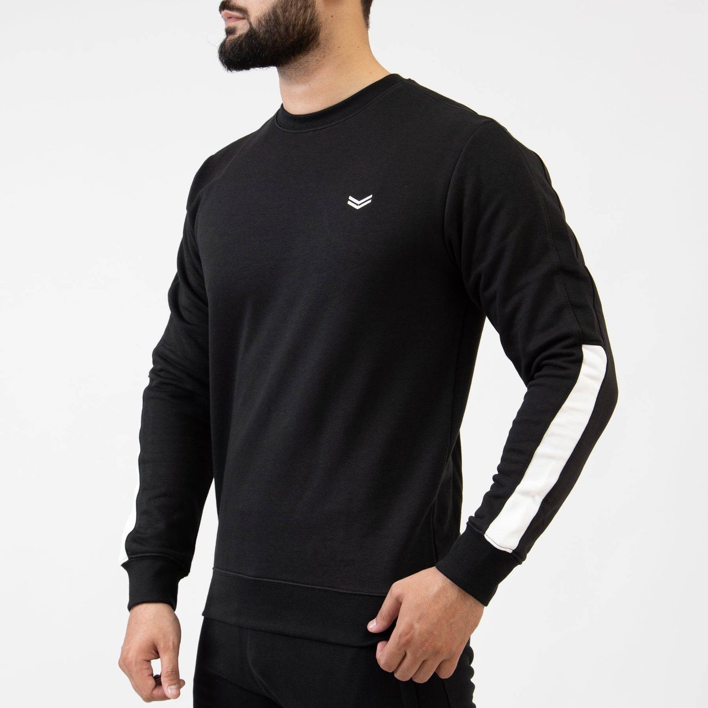 Black Sweatshirt with White Half Panels - Valetica Sports