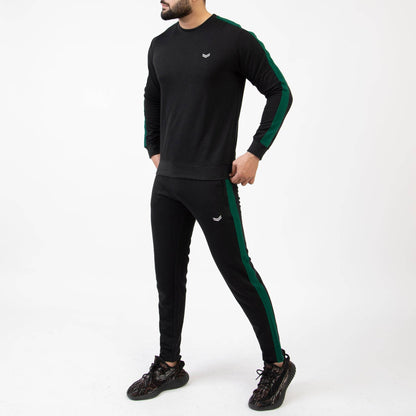 Black Tracksuit with Green Panels - Valetica Sports