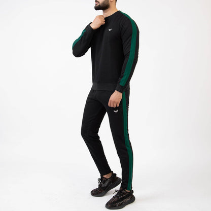 Black Tracksuit with Green Panels - Valetica Sports