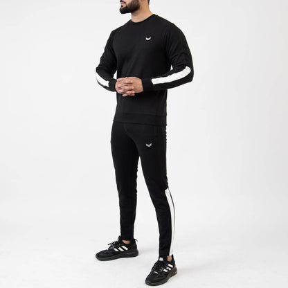 Black Tracksuit with White Half Panels - Valetica Sports