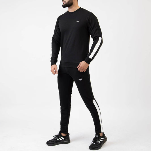Black Tracksuit with White Half Panels - Valetica Sports