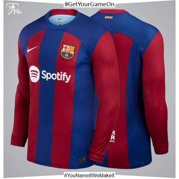 Customizable Barca Home Stadium Shirt Long Sleeve 2023-24