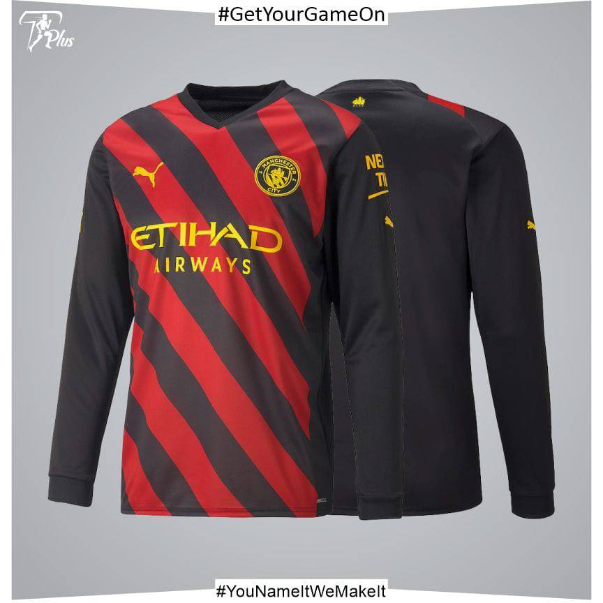 Customizable M. City Away Shirt 2022-23 – Long Sleeve