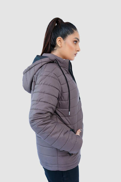 Choco Quilted Puffer Jacket with Detachable Hoodie - Valetica Sports
