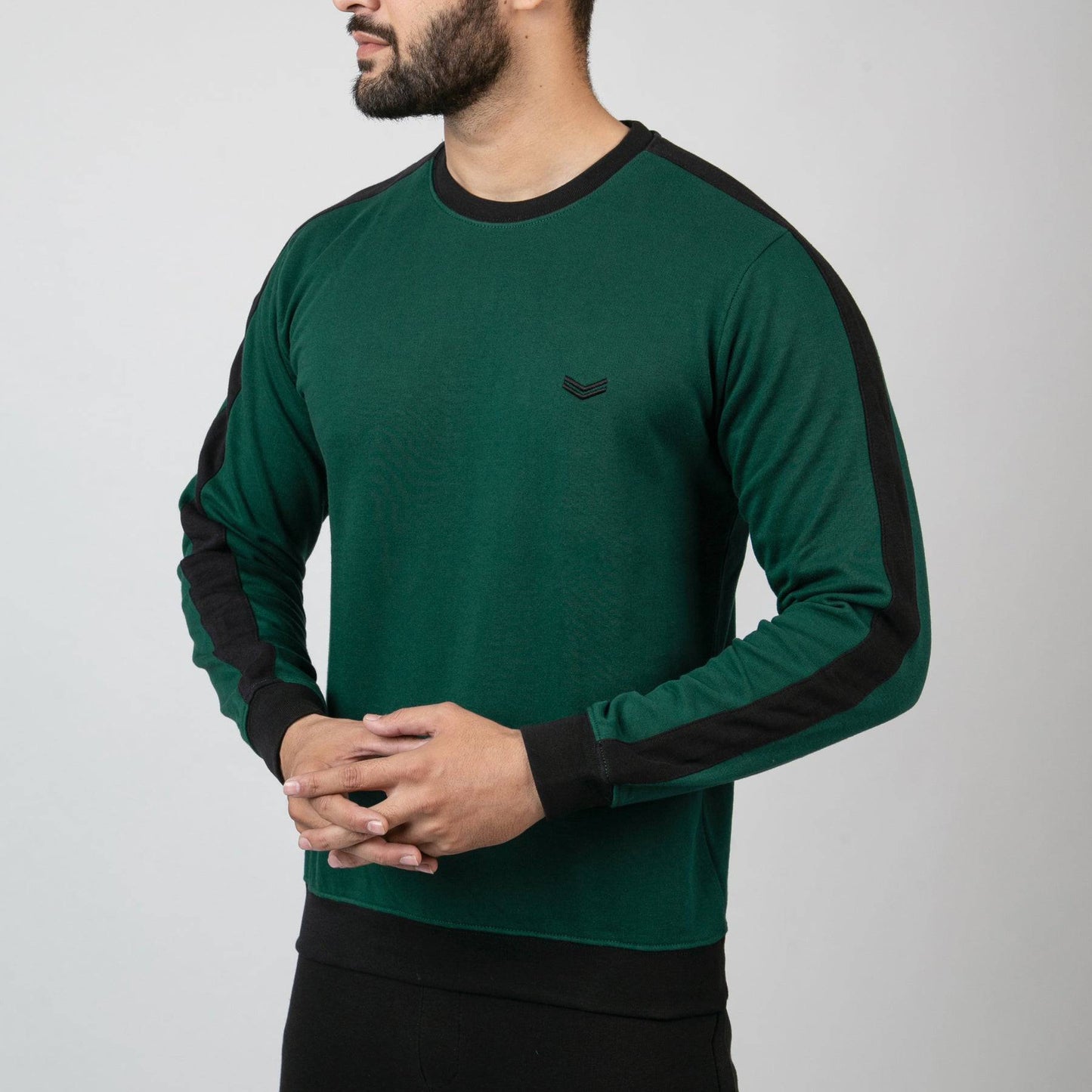 Dark Green Sweatshirt With Black Panels - Valetica Sports