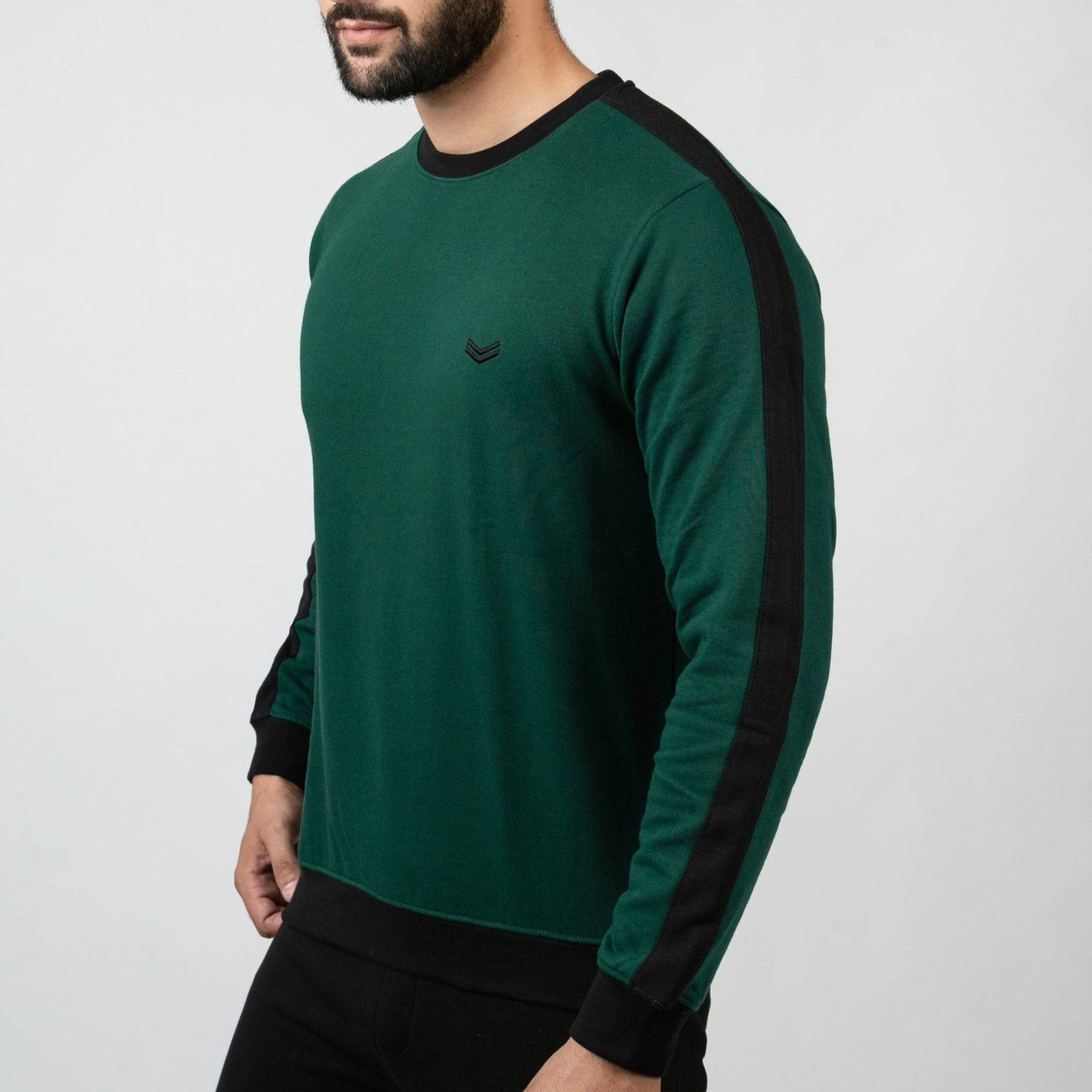 Dark Green Sweatshirt With Black Panels - Valetica Sports