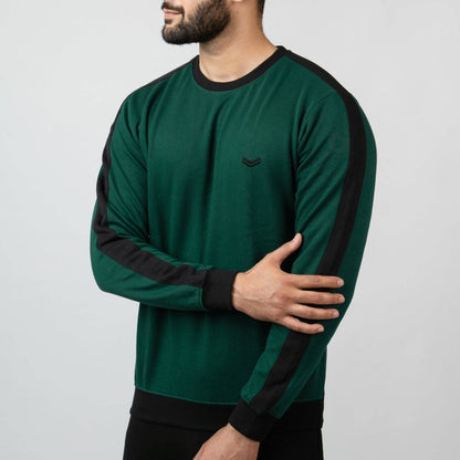 Dark Green Sweatshirt With Black Panels - Valetica Sports