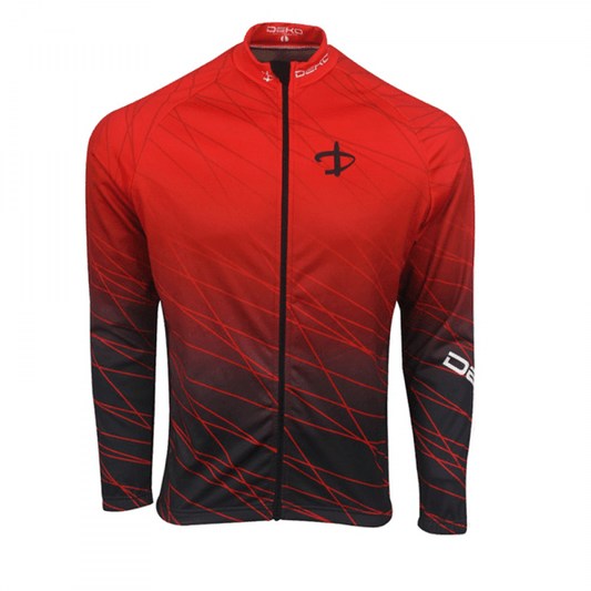 Deko Men Roubaix Winter Cycling Jersey - Black&Red - Valetica Sports