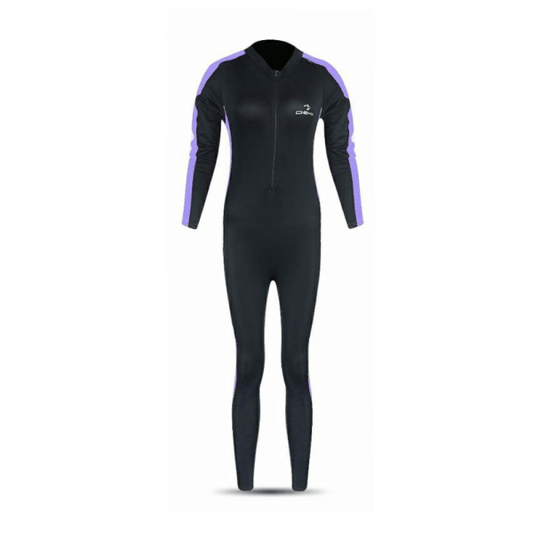 Deko Women Swimming Full Suit (one piece)-Black & Purple - Valetica Sports