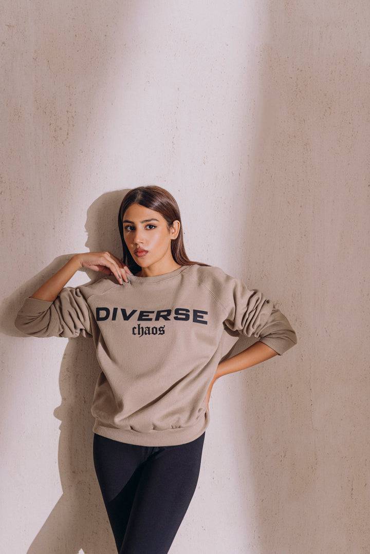 Diverse Oversize Women's Sweatshirt Beige