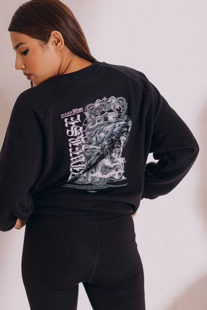 Graphic Printed Black Oversize Sweatshirt Black