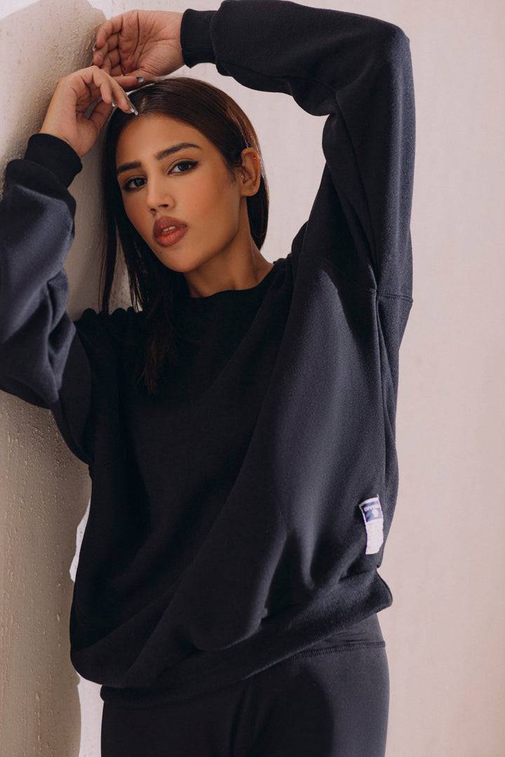 Graphic Printed Black Oversize Sweatshirt Black