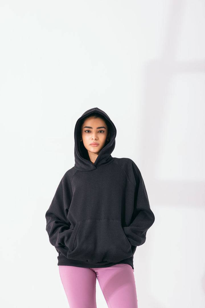 Graphic Printed Oversize Hoodie Black