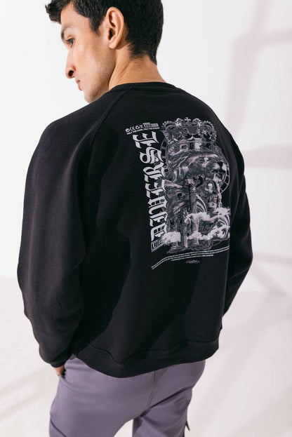 Graphic Printed Oversize Sweatshirt Black