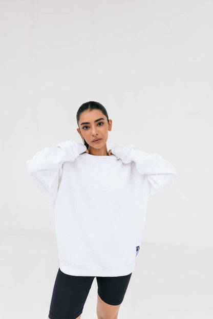 Graphic Printed Oversize Sweatshirt White