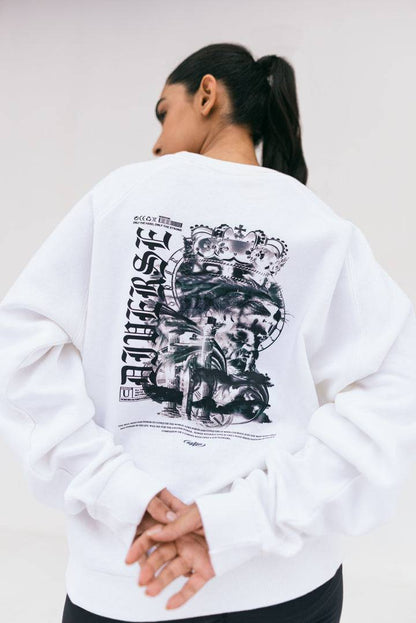 Graphic Printed Oversize Sweatshirt White