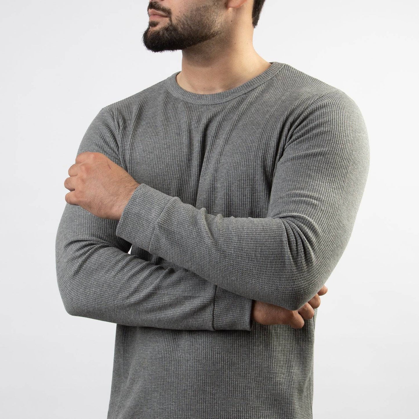 Gray Thermal Full Sleeves Waffle-Knit - Valetica Sports