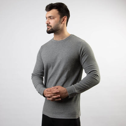 Gray Thermal Full Sleeves Waffle-Knit - Valetica Sports