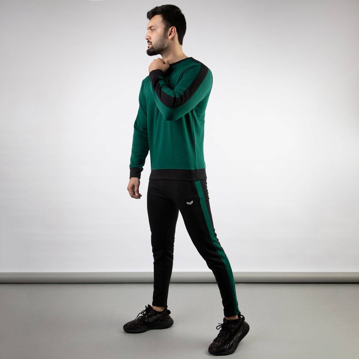 Green & Black Tracksuit with Contrast Panels - Valetica Sports