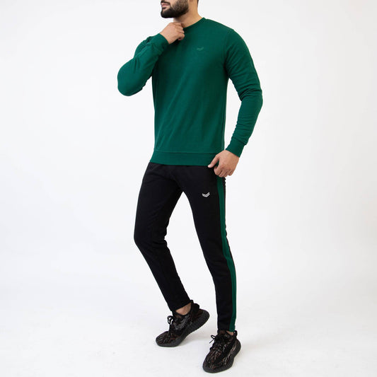 Green & Black Tracksuit with Plain Sweatshirt - Valetica Sports