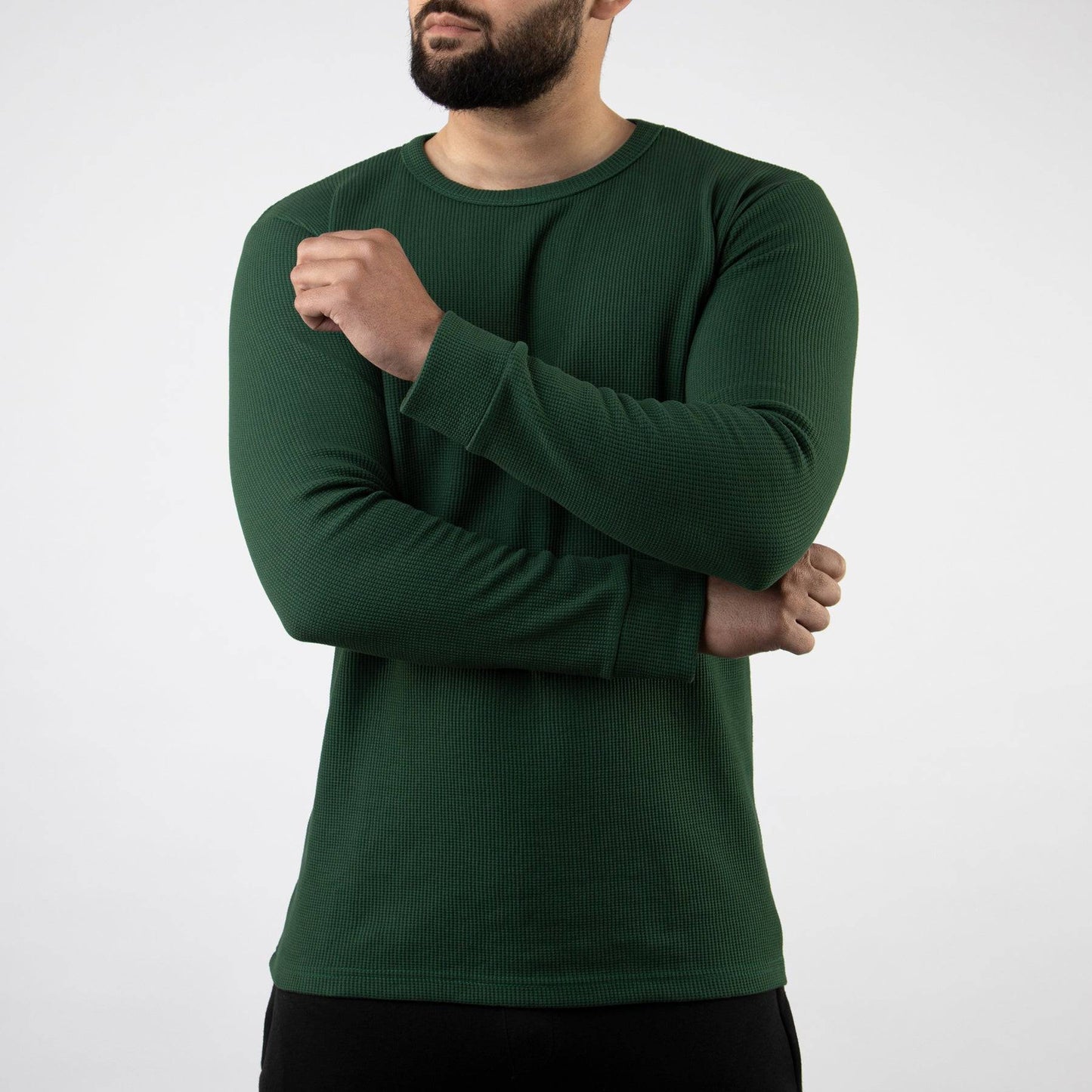 Green Thermal Full Sleeves Waffle-Knit - Valetica Sports