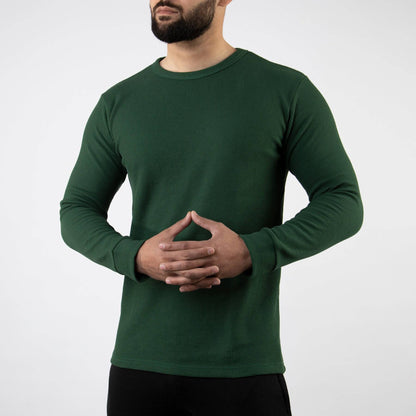 Green Thermal Full Sleeves Waffle-Knit - Valetica Sports
