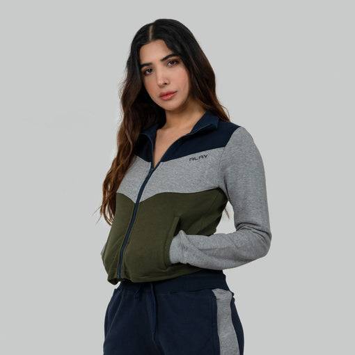 Ignite Zipper Cardigan - Navy / Olive - Valetica Sports