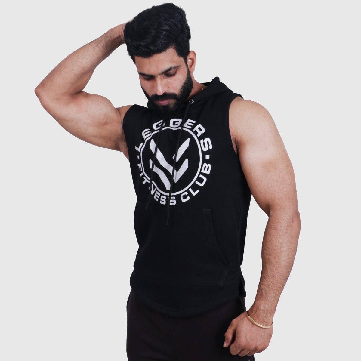 Leggers Black Sleeveless Hoodie - Valetica Sports