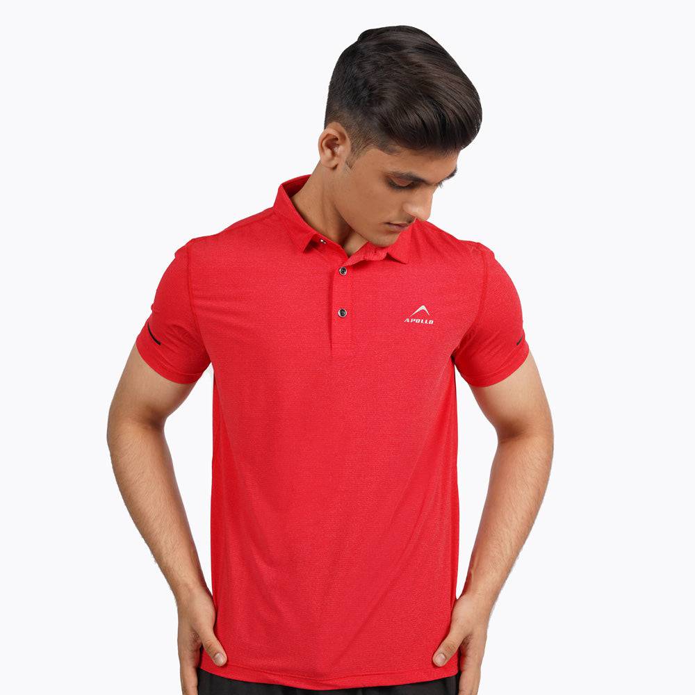 Men Polo Shirt Polyester Red - Valetica Sports