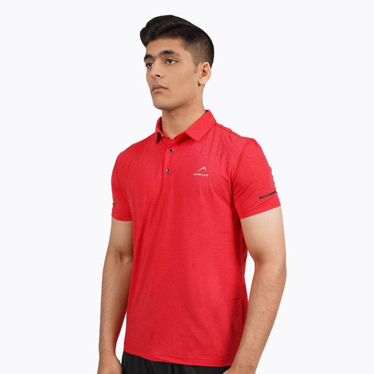 Men Polo Shirt Polyester Red - Valetica Sports