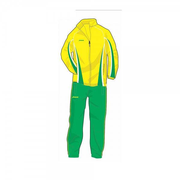 Men's Tracksuit Newcastle Yellow & Red Trim with Green Trouser - Valetica Sports