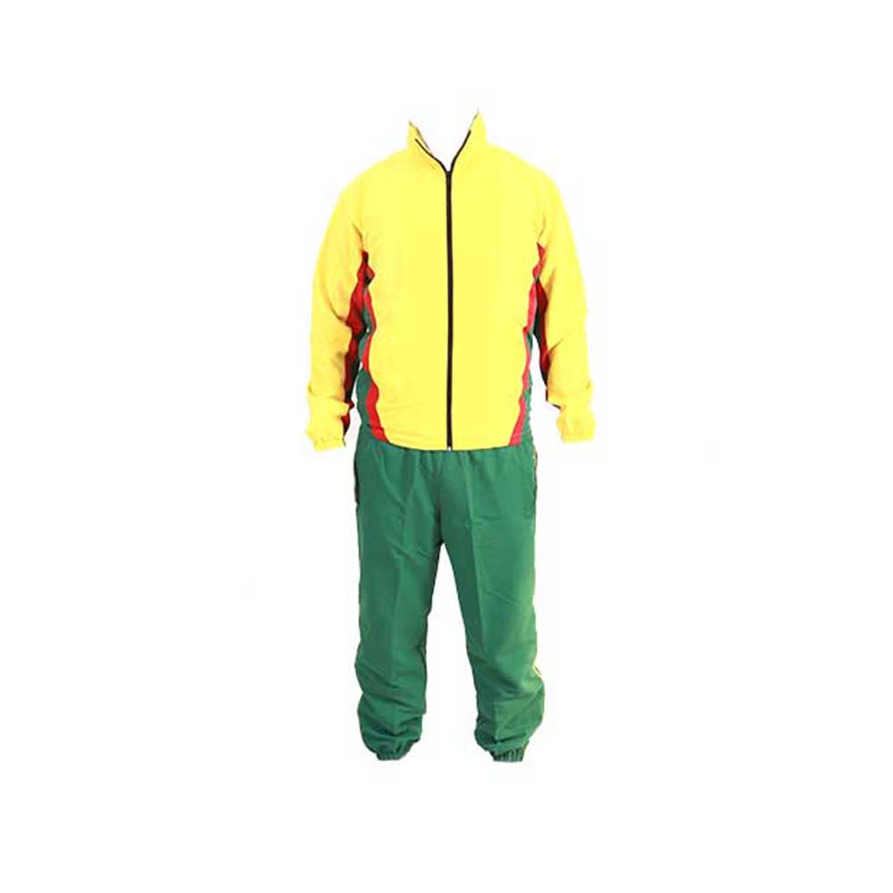 Men's Tracksuit Newcastle Yellow & Red Trim with Green Trouser - Valetica Sports