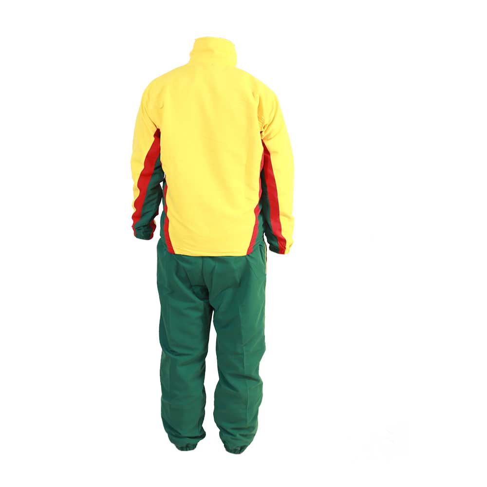 Men's Tracksuit Newcastle Yellow & Red Trim with Green Trouser - Valetica Sports