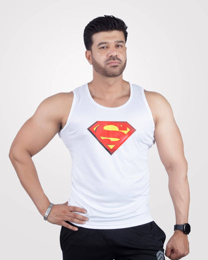 Mens Tank Top Superman White - Valetica Sports