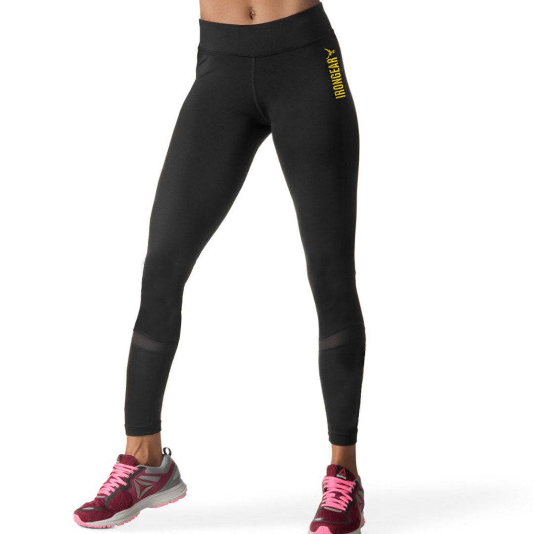 Mighty Leggings Black (Yellow Logo) - Valetica Sports