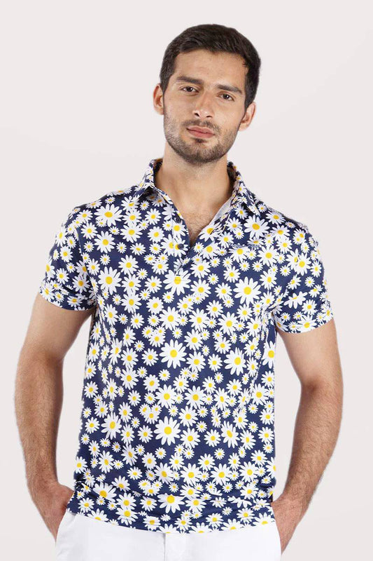 Moderno Floral Hole Couture Golf Polo Shirt