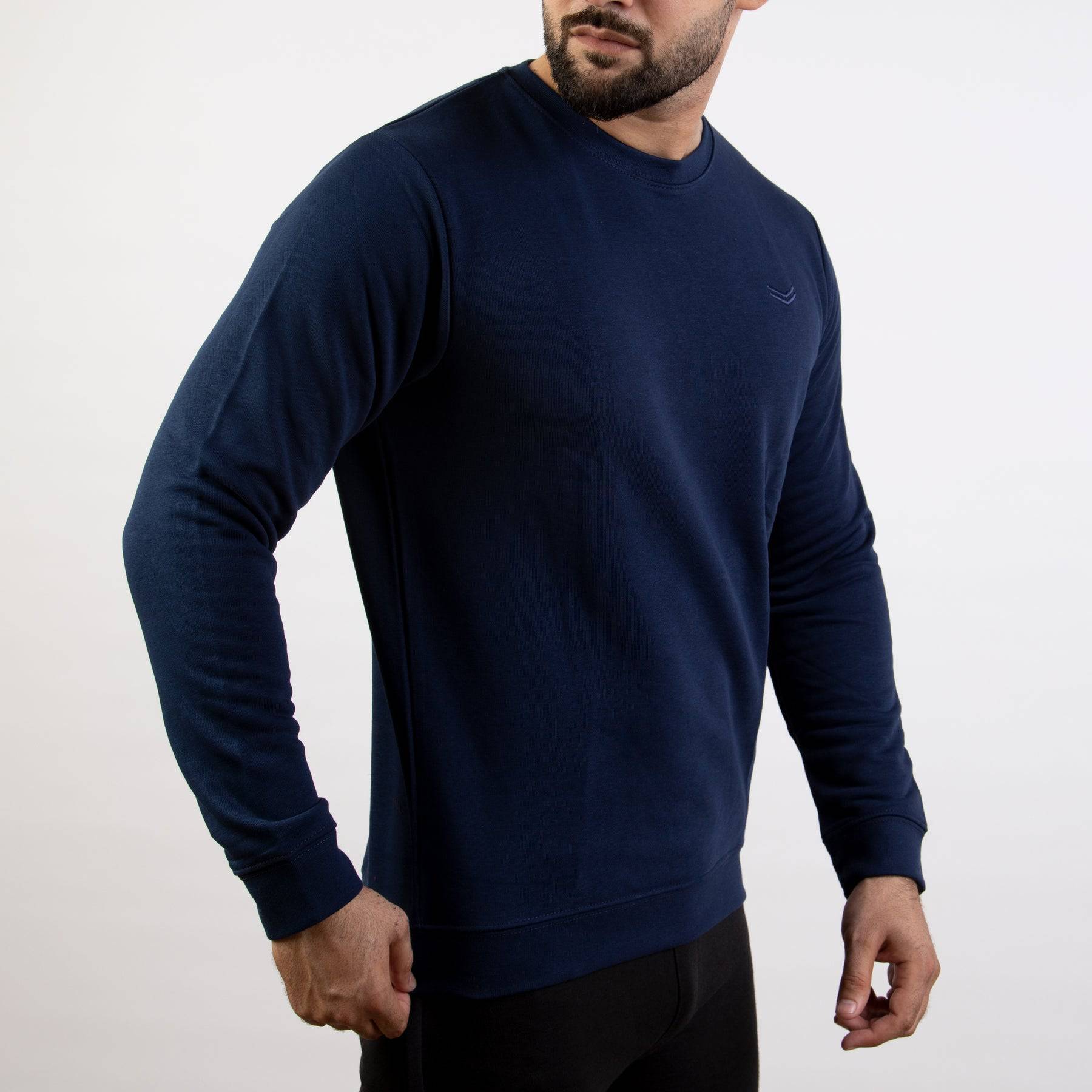 Navy Sweatshirt With Embroidered Logo - Valetica Sports