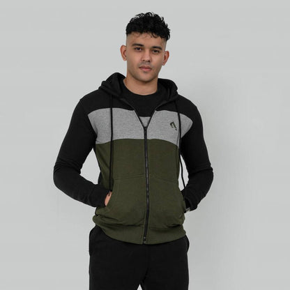 Phenom Zipper Hoodie - Black / Olive - Valetica Sports